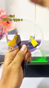 YIBAO LENTIVEN Kabel Data 4 in 1 Fast Charging USB PD27W HP Kabel Casan 4in1 Tipe C USB iOS Lightning