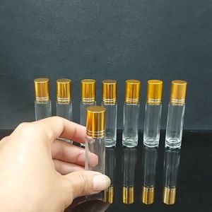 Chai Bi Lăn 10ML thủy tinh (combo 8 cái) mẫu trụ tròn nắp nhựa vàng – Chai Chiết Nước Hoa 10ML – Lọ Thủy Tinh Nhỏ đựng tinh dầu mỹ phẩm