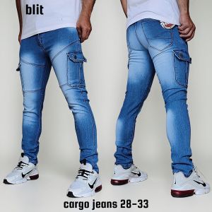 Celana Cargo Jeans Panjang Pria Stretch Denim Melar Tebal Slimfit Skinny Size 28-33