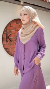 Ada saiz FIONA SUIT set blouse dan skirt muslimah Ironless material berkualiti CEY Premium S-2XL