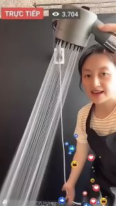 Vòi hoa sen Vòi sen tăng áp có đầu chải Silicon hỗ trợ Massage(Kèm dây vòi sen bằng inox mạ crom)TẶNG GÁ ĐỠ CÀI SEN