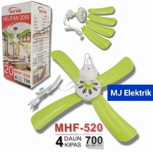 Kipas Angin Gantung langit langit Plafon Helifen 20 Watt 4 Baling MYVO MJ Elektric