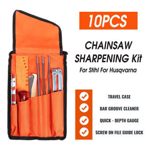 10/ 11/12 Pcs Set Professional Chainsaw Chain Sharpening Kit Tool Hardwood Handle Round/Flat File Guide Bar File Sharpener Tools
