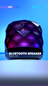 ACOME Super Bass Mini Speaker Bluetooth 5.3 Pola Berlian RGB LED Lampu Light Crystal 360° TWS Connect Portable A22 Garansi Resmi 1 Tahun