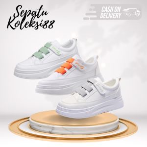 Sepatu Sneakers Kanvas Wanita Kasual Sport Shoes Warna Orange Abu Hijau Sepatukoleksi 210