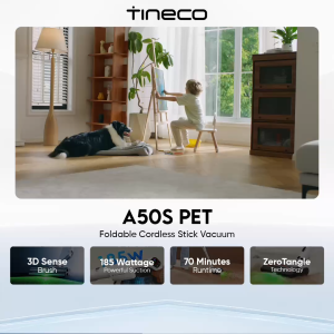 Tineco A50S UltraClean Cordless Vacuum – 185W Suction | iLoop Smart Sensor | Zero Tangle Roller | 70 Min Runtime
