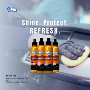 Frida Car 3-in-1 Coconut & Vanilla (300mL) Interior Protectant and Cleaner Dashboard Shine and Protect Anti-Fade Tropical Scent