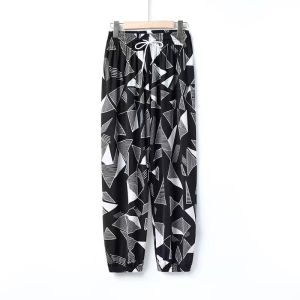 Summer Thin Ice Silk Bloomers for Women Plus Size Fashion Ankle Banded Pants Harem Cropped Loose Ladieswear Jogger Pants Anti Mosquito Pants