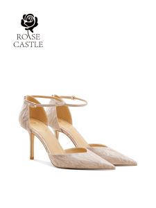 Rose Castle Crystal Bridal Shoes Hollow Design Latex Padded Sandals Comfortable High Heels Strappy Wedding Footware