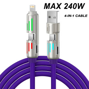 4-IN-1 240W USB Type C To USB C Cable PD Fast Charger Wire For iPhone 16 Pro Max 15 iPad Xiaomi Samsung Tablet Data Cord