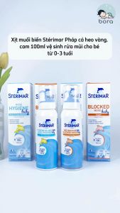 Xịt muối biển Stérimar Pháp cá heo vàng cam 100ml vệ sinh rửa mũi cho bé từ 0-3 tuổi