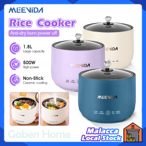 MEEVIDA 500W 1.8L Mini Rice Cooker Non-Stick Pot Smart Functions for Cooking Rice Porridge Soup Kitchen Dormitory Small Hot Pot 迷你電飯鍋
