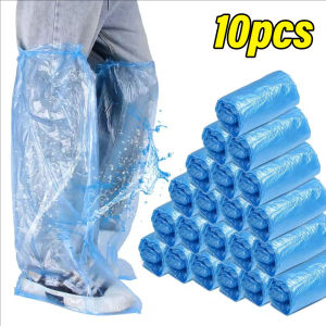 10pcs Rainy Disposable Shoe Covers Transparent Plastic Outdoor Lengthening Thicken Wear-resistant Waterproof Isolation Foot Covers