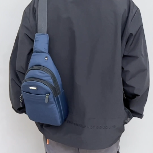 MENSPE Fashion Chest Bag Mens Cross-Body Bag Oxford Cloth Waterproof Shoulder Bag Sports Bag Large Capacity Casual Bag Earphone Hole Design Messenger Bag Travel Bag Business Bag For Men
