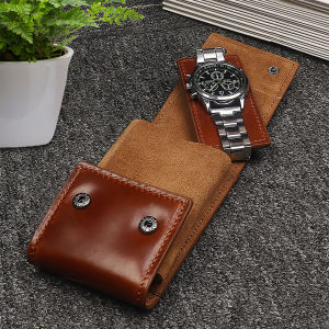 Portable PU Leather Watch Pouch Travel Case Storage Box