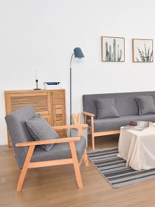 KIMDELIN Nordic Sofa Solid Beech Wood Frame Upholstered Couch 1/2/3/4 Seater Modern Fabric Sofa Living Room Furniture