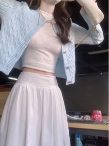 White Long A-Line Skirt Womens Summer Slim Fit Elegant Drapey Versatile High Waist Korean Style Commute High Quality French Long Skirt