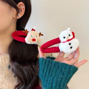 Adorable Christmas Snowman Deer Hair Clip Womens Autumn Winter Style Cute Side Bangs Hair Clip Plush Feelings Parting Clip
