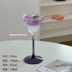 Elegant Purple Highball Glass for Home Use Luxury Female Creative Artistic Cocktail Sherry Champagne Glass Transparent Ins Style