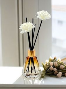 No-Flame Aromatherapy Bottle Empty Bottle Gradient Brown Glass Bottle with Diffuser Stick for Decorative Flower Perfume Essential Oil Home Use