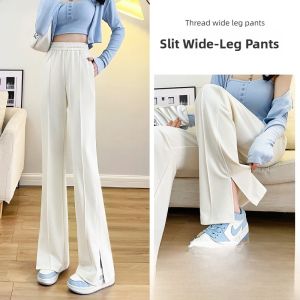 JIANGLU | Spring Autumn 2024 Slimming High Waist Casual Wide Leg Pants Womens Lightweight Loose Fit Trousers With Pockets Long Pants