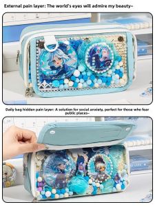 MONLEYTA | High Capacity Simple High Aesthetic Value Student Stationery Box Elementary School Girls Middle School Girls Transparent Layer Hidden Pain Pencil Case