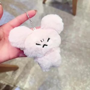 1Pair Cute Cartoon Plush Kitty Keychain Kawaii Black+Pink Cat Doll Backpack Decoration Pendant Bag Charm Key Ring Couple Gift