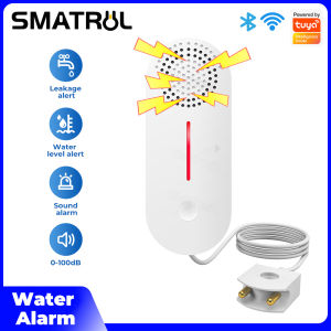 SMATRUL Tuya /Smart Life Smart Wifi Leak Sensor Water Leakage Water level Detector Flood Alert For Smart Home Flood Alert Overflow Home Security  App Alarm Sound for Bathroom Swimming pool