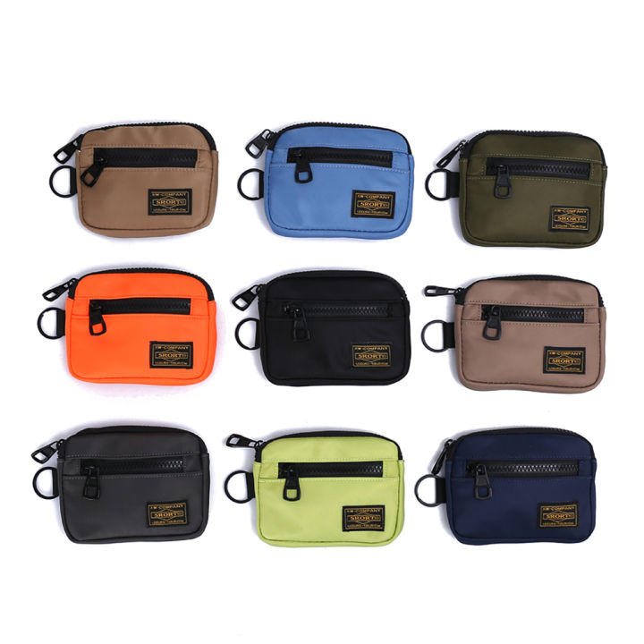 Zipped Coin Purse (Large)  -  White Frame Black Navy Inden Japan leather wallet
