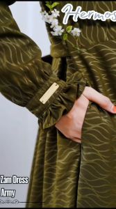 Gamis hermosa wolfis embos motif zamzam hijau army-gamis army syari-gamis lebaran terbaru-gamis