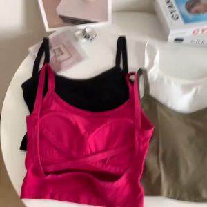 MD-P299 Tanktop Wanita Polos Basic With Cup Bra Tali Silang Belakang / Tengtop Korea Atasan Inner Fashion Korean