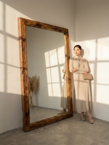 Retro Solid Wood Full Length Standing Mirror