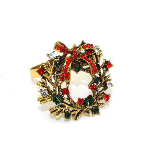 Retro Flower Ring Hotel Napkin Ring Embedded Diamond Alloy Napkin Buckle Stainless Steel 304 Restaurant Tableware Dinnerware