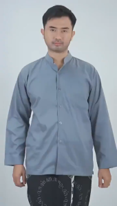 HNSN Koko Haibah Exclusive Toyobo Saku Samping Lengan Panjang Baju Muslim Koko Pria - Coksu Cream