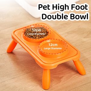 Pet Double Bowl Cat Bowl High Foot Neck Protection Cat Food Bowl Dog Bowl Cat Basin Feeding Integrated Pet Food Set