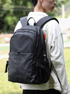 Volunteer | Mens Casual Business Travel Backpack Large Capacity Computer Bag Oxford Cloth Double Shoulder Strap Modern Neutral Style Vertical Square Shape