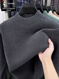 TUCANO | Thickened Fleece Mens Sweater Warm Solid Color Half Turtleneck