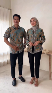 Batik Couple Atasan Pasangan Terbaru Kemeja Blus Wanita Motif Syifa Batik Kembar Putra