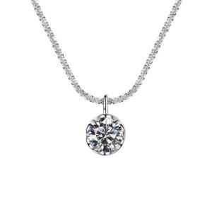Sparkling 2 Carat Moissanite Clavicle Chain High-End Sensation Luxury 18K White Gold Necklace Starry Sky Moissanite Pendant