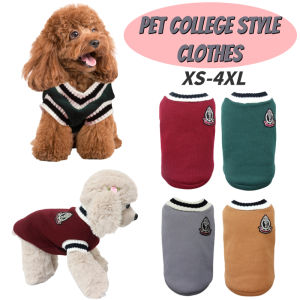 Pet Clothes Vest Dog Sweater Supplies College Style Vest Teddy V-Neck Striped Vest Cat Clothes