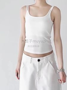 MUYUZI | Red Slim Fit Spaghetti Strap Short Tank Top