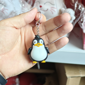 Creative Gift LED Sound And Light Penguin Keychain Ornament Keychain Craft Car Pendant Key Ring Plastic Chinese Style