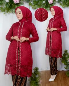 Setelan Kebaya Tunik Brokat Payet / Kebaya Tunik Modern / Baju Kebaya / Baju Pesta / Baju Kodangan / Tunik Brokat / Kebaya Wisuda