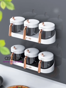 Aswei Wall Mounted Seasoning Box - Tempat Wadah Bumbu Dapur 2 Wadah & 3 Wadah
