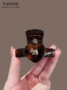 French Style Cute Little Dog Heart Shaped Hair Clip Simple Versatile Womens Hair Accessories for Thin Hair on the Back of the Head