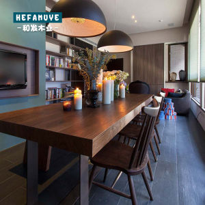 Solid Wood Dining Table Home Rectangular Small Apartment Dining Table Restaurant Modern Simple Large Table Coffee Shop Table and Chair Combination