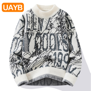 เสื้อสเวตเตอร์ถักหนาสำหรับผู้ชาย ฤดูใบไม้ร่วง/ฤดูหนาว เสื้อชั้นใน ผ้าฝ้ายผสมนิตยูเรียเนื้อนุ่ม ทรงหลวม ปกติ เสื้อคลุมกันหนาว