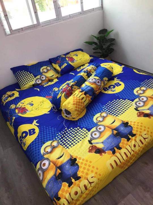 พร้อมส่ง💥ผ้าปูที่นอน||ผ้าห่มนวม(ลายมินเนี่ยน) ขนาด 3|5|6 🛌 ฟุต เนื้อผ้า ...