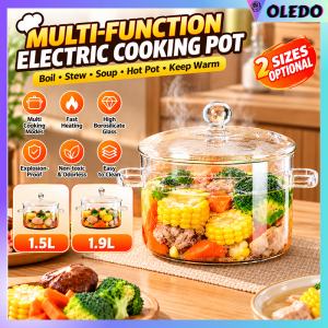 Glass Cooking Pot 1.5L/1.9L Borosilicate Heat ResistantTransparent Clear View Design for Stove MicrowaveDishwasher Safe