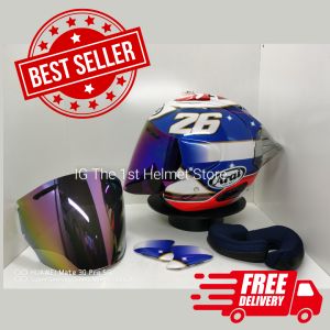 Pedrosa Samurai Ram4 Open Face Helmet  Free Spoiler Free Visor Rainbow
